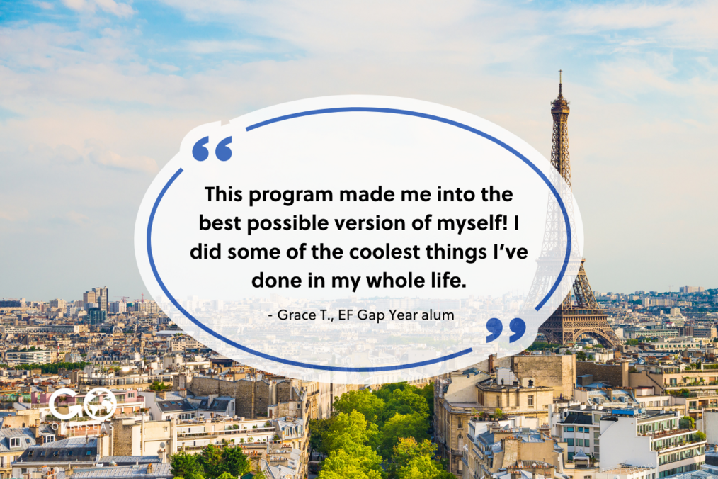 EF Quote over a pciture of a European city.
